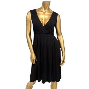 Max Studio Black Sleeveless V-Neck Midi Dress